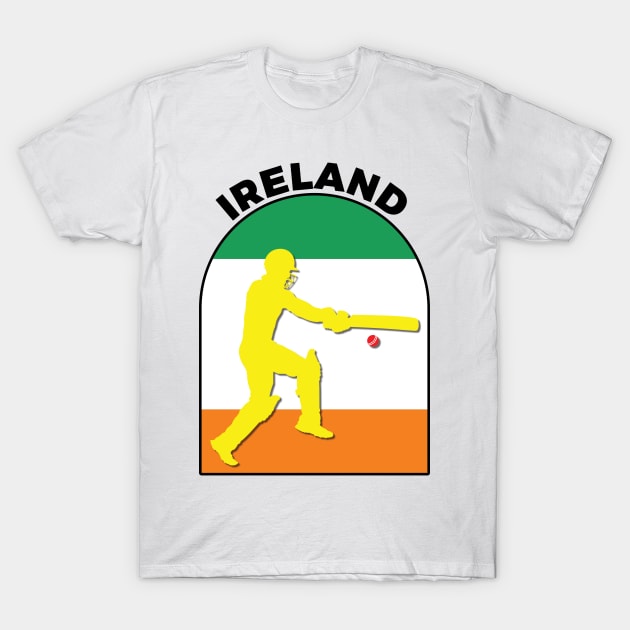 Ireland Cricket Batsman Ireland Flag T-Shirt by DPattonPD